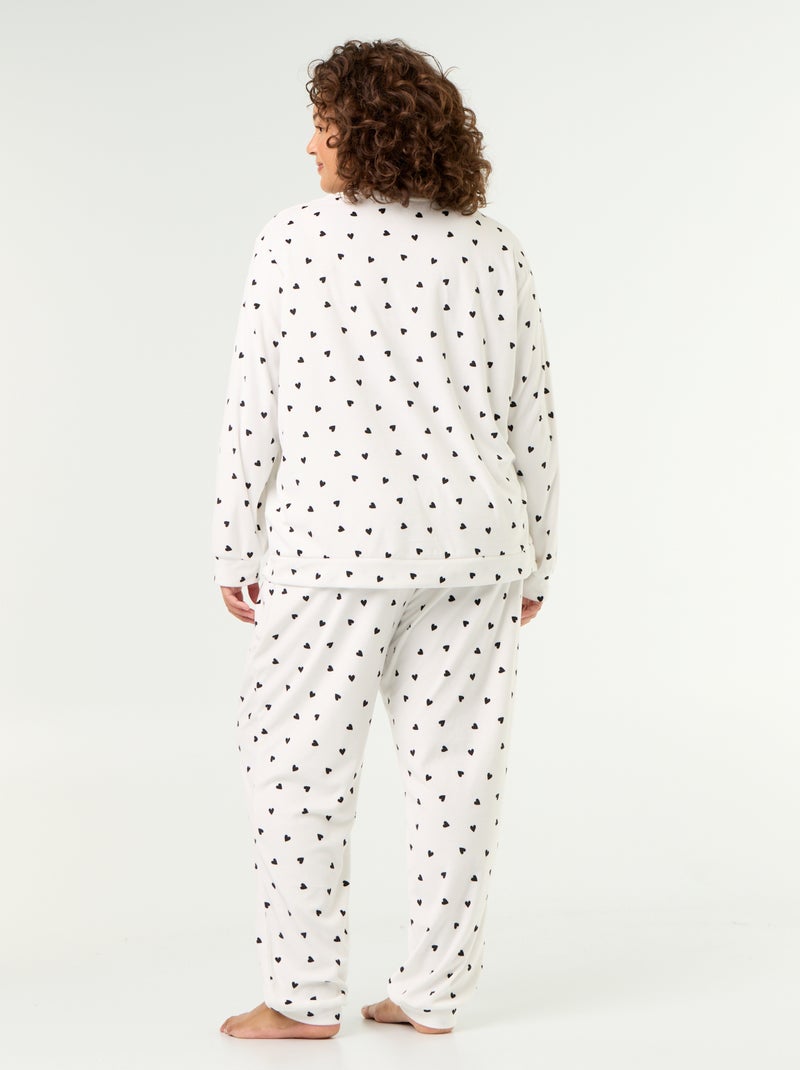 Conjunto de pijama comprido de 2 peças estampado em polar Branco - Kiabi