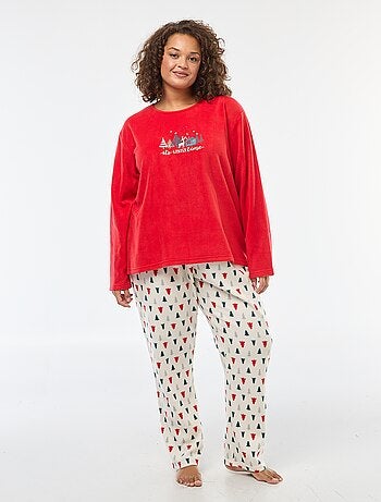 Conjunto de pijama comprido de Natal em polar - 2 peças