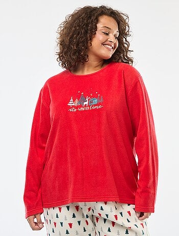 Conjunto de pijama comprido de Natal em polar - 2 peças