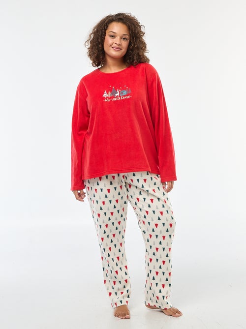 Conjunto de pijama comprido de Natal em polar - 2 peças - Kiabi