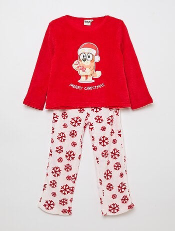 Conjunto de pijama comprido de Natal em polar 'Bluey' - 2 peças