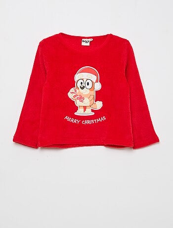 Conjunto de pijama comprido de Natal em polar 'Bluey' - 2 peças