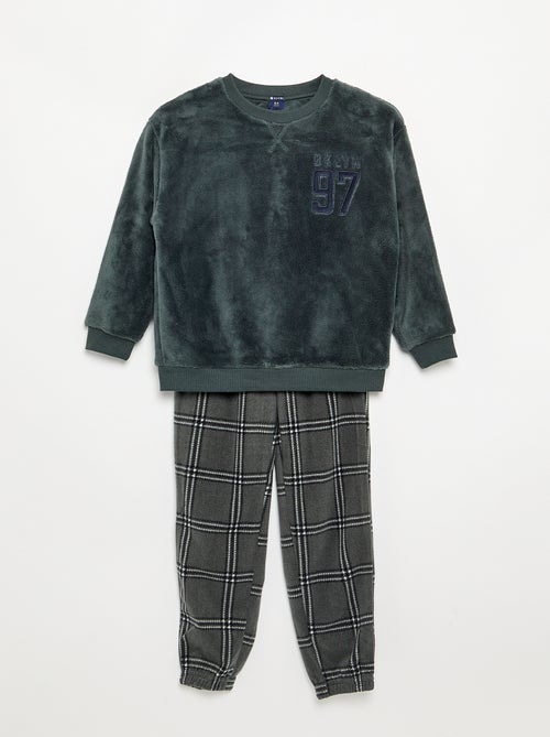 Conjunto de pijama comprido de polar - 2 peças - Kiabi