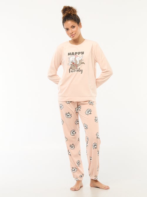 Conjunto de pijama comprido de veludo 'Pampan' 'Disney' - 2 peças - Kiabi