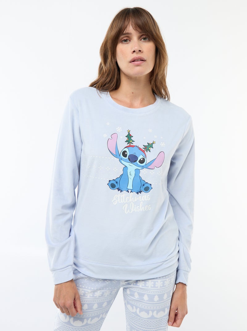 Conjunto de pijama comprido de veludo 'Stitch' 'Disney' - 2 peças Azul - Kiabi