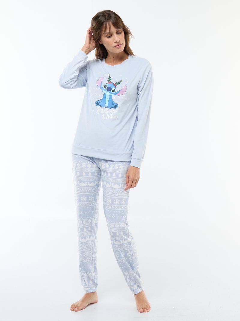 Conjunto de pijama comprido de veludo 'Stitch' 'Disney' - 2 peças Azul - Kiabi