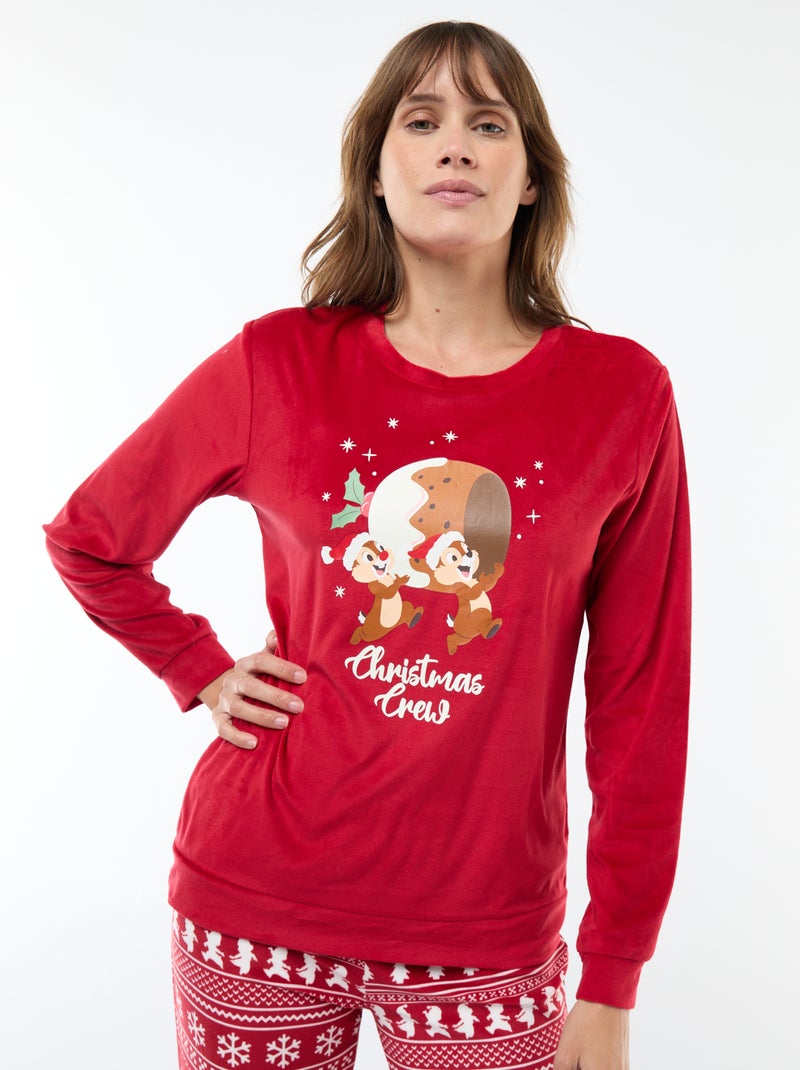 Conjunto de pijama comprido de veludo 'Stitch' 'Disney' - 2 peças Vermelho - Kiabi