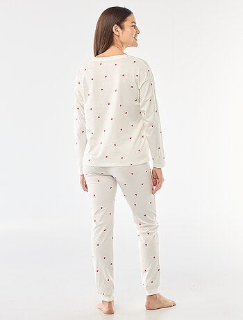 Conjunto de pijama comprido em algodão - 2 peças
