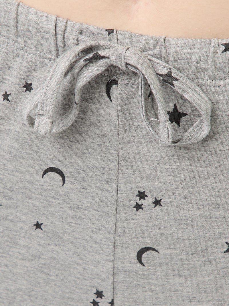 Conjunto de pijama comprido em algodão - 2 peças Cinza - Kiabi