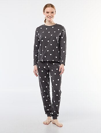 Conjunto de pijama comprido em algodão - 2 peças