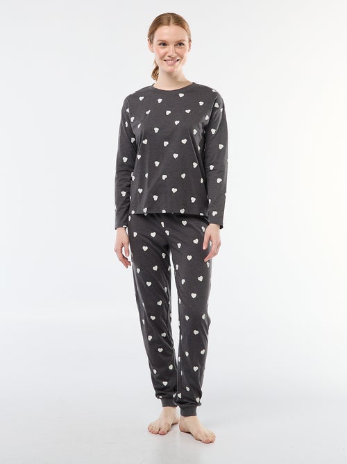Conjunto de pijama comprido em algodão - 2 peças - Kiabi