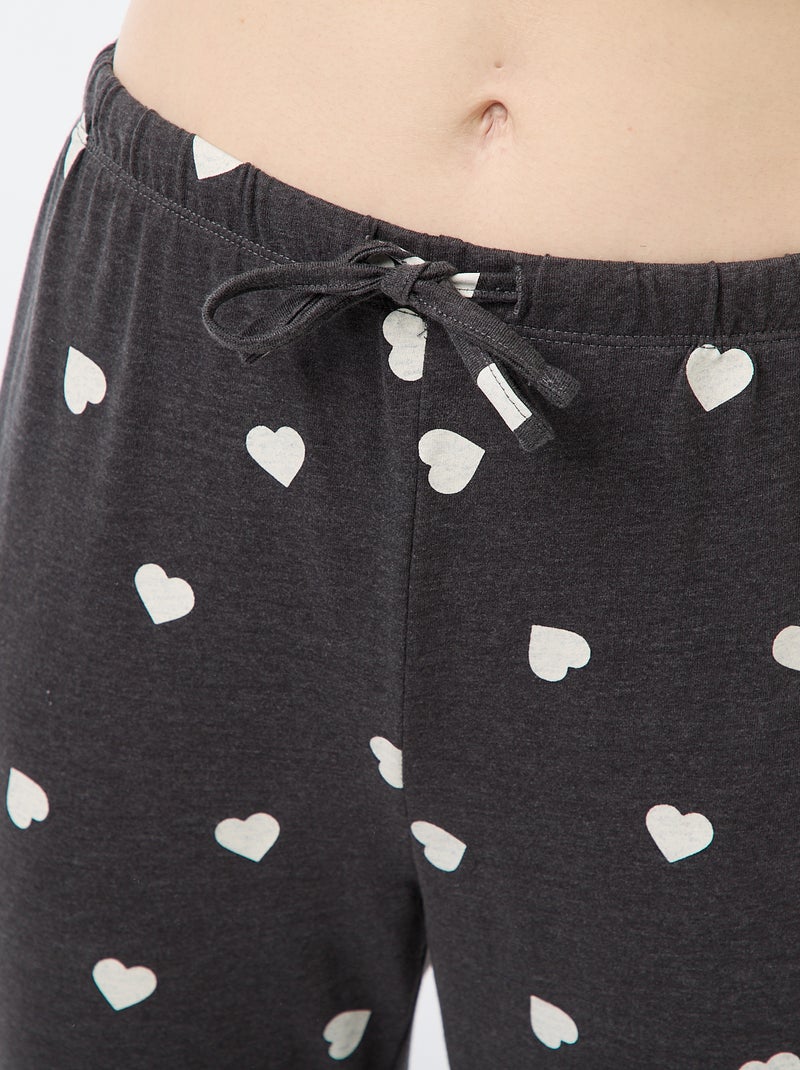 Conjunto de pijama comprido em algodão - 2 peças Cinza - Kiabi