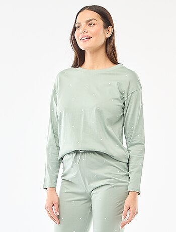 Conjunto de pijama comprido em algodão - 2 peças