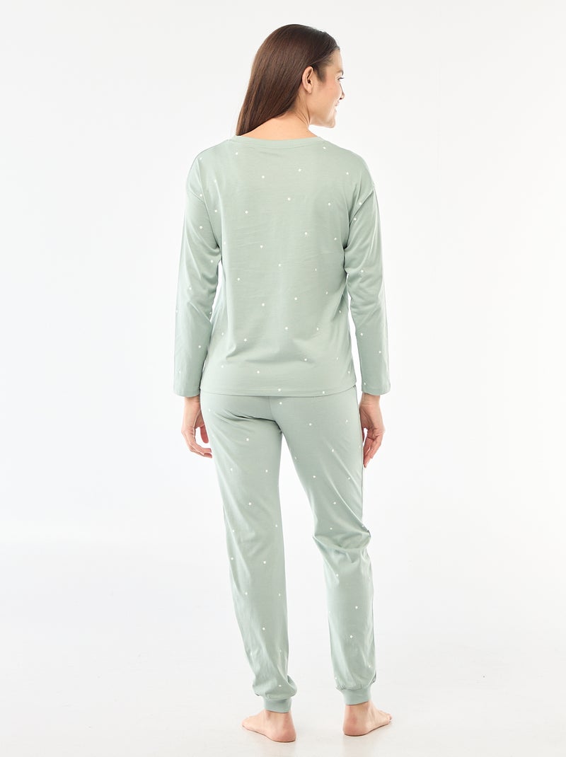 Conjunto de pijama comprido em algodão - 2 peças Verde - Kiabi