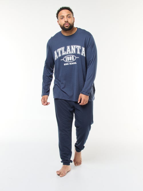 Conjunto de pijama comprido em jersey, t-shirt + calças - 2 peças - Kiabi