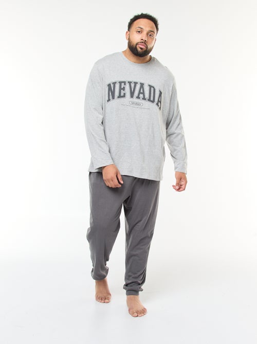 Conjunto de pijama comprido em jersey, t-shirt + calças - 2 peças - Kiabi