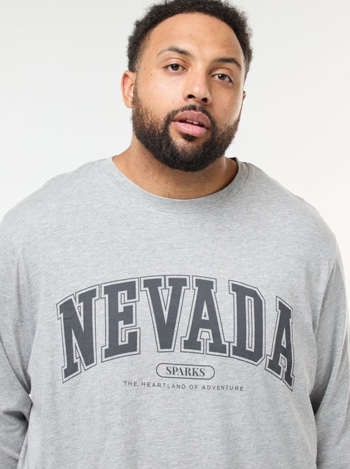 Conjunto de pijama comprido em jersey, t-shirt + calças - 2 peças - Kiabi