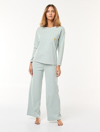 Conjunto de pijama comprido em malha - 2 peças