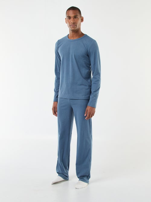Conjunto de pijama comprido em malha - 2 peças - Kiabi