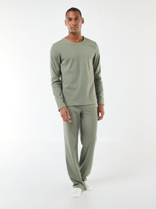 Conjunto de pijama comprido em malha - 2 peças - Kiabi