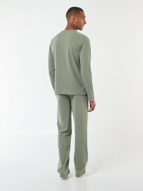 Conjunto de pijama comprido em malha - 2 peças - Kiabi
