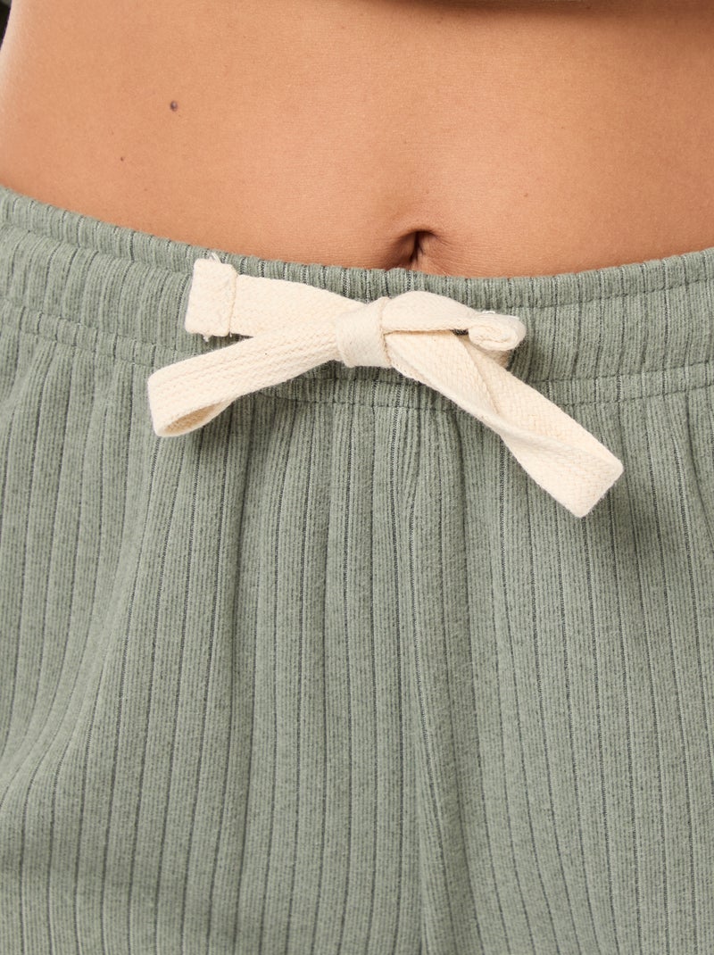 Conjunto de pijama comprido em malha - 2 peças Caqui - Kiabi
