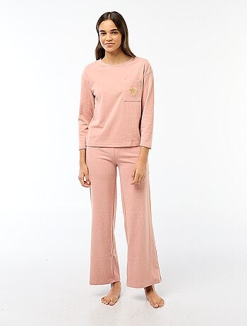 Conjunto de pijama comprido em malha - 2 peças