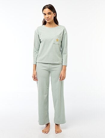 Conjunto de pijama comprido em malha - 2 peças