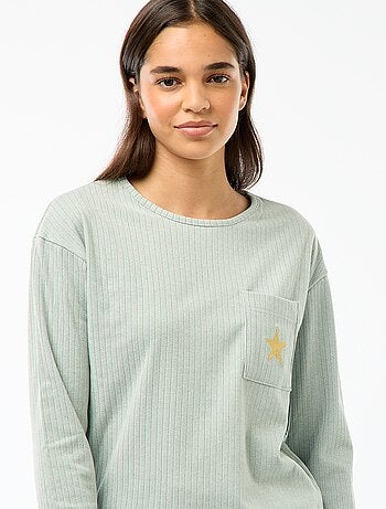 Conjunto de pijama comprido em malha - 2 peças