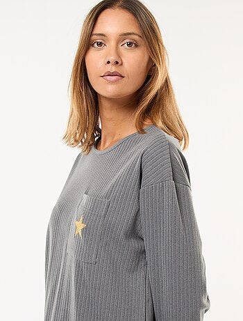 Conjunto de pijama comprido em malha - 2 peças