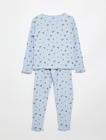 Conjunto de pijama comprido em malha pointelle - 2 peças
