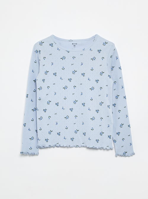 Conjunto de pijama comprido em malha pointelle - 2 peças - Kiabi