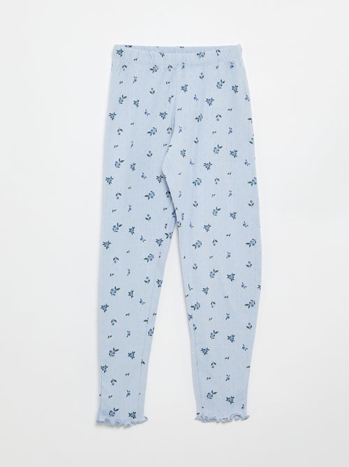 Conjunto de pijama comprido em malha pointelle - 2 peças - Kiabi