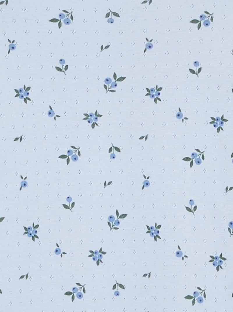 Conjunto de pijama comprido em malha pointelle - 2 peças Azul - Kiabi