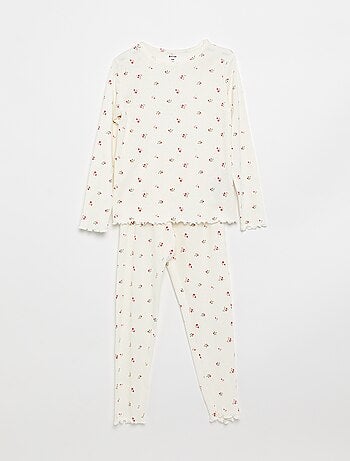 Conjunto de pijama comprido em malha pointelle - 2 peças
