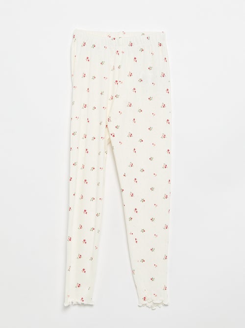 Conjunto de pijama comprido em malha pointelle - 2 peças - Kiabi