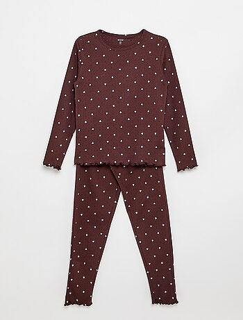 Conjunto de pijama comprido em malha pointelle - 2 peças