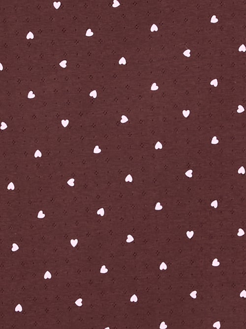 Conjunto de pijama comprido em malha pointelle - 2 peças - Kiabi