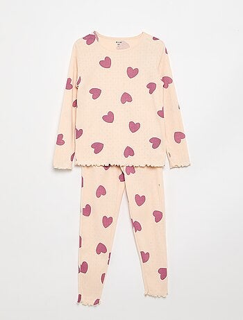 Conjunto de pijama comprido em malha pointelle - 2 peças