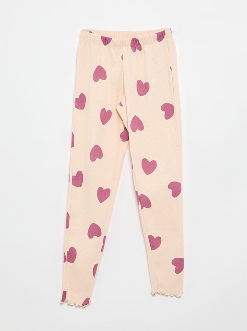 Conjunto de pijama comprido em malha pointelle - 2 peças - Kiabi