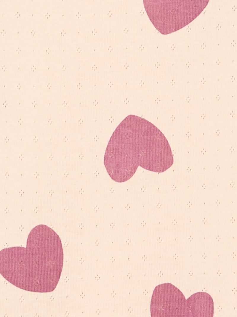 Conjunto de pijama comprido em malha pointelle - 2 peças Rosa - Kiabi