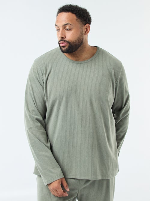 Conjunto de pijama comprido em malha ultra macia - 2 peças - Kiabi