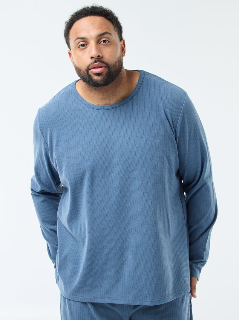 Conjunto de pijama comprido em malha ultra suave - 2 peças Azul - Kiabi