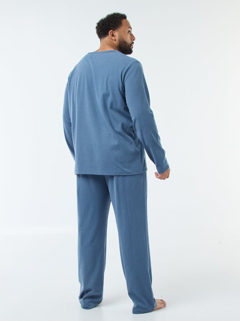 Conjunto de pijama comprido em malha ultra suave - 2 peças Azul - Kiabi
