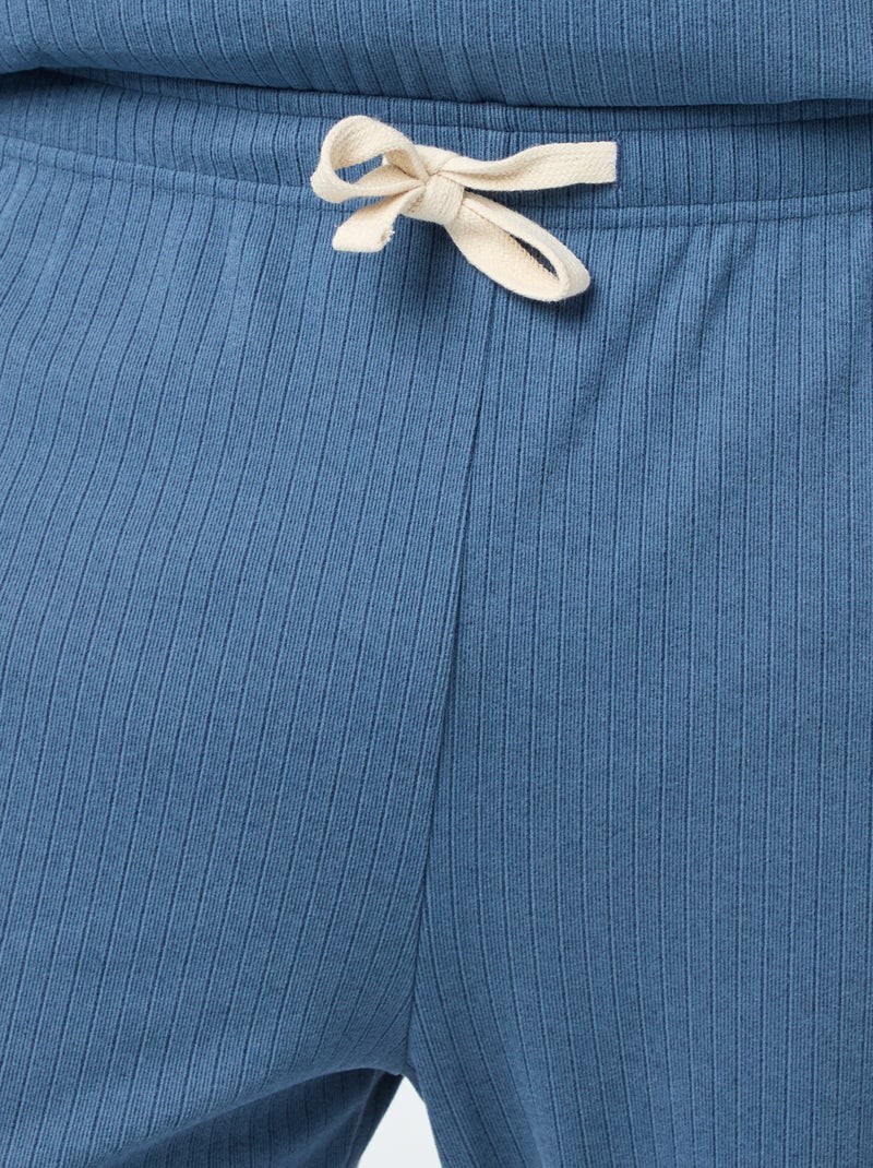 Conjunto de pijama comprido em malha ultra suave - 2 peças Azul - Kiabi