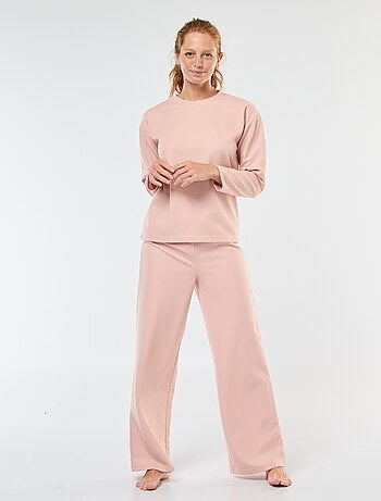 Conjunto de pijama comprido em malha waffle - 2 peças