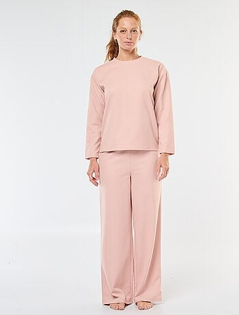 Conjunto de pijama comprido em malha waffle - 2 peças