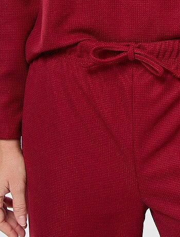 Conjunto de pijama comprido em malha waffle - 2 peças