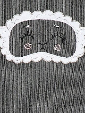 Conjunto de pijama comprido em material suave e canelado t-shirt + calças - 2 peças