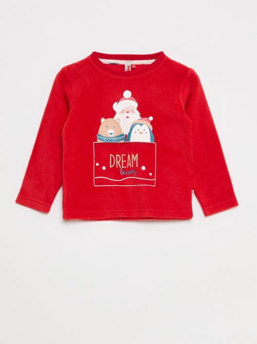 Conjunto de pijama comprido em micropolar - 2 peças - Kiabi